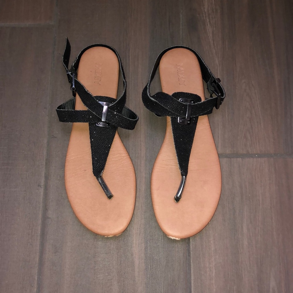 black sparkly sandals